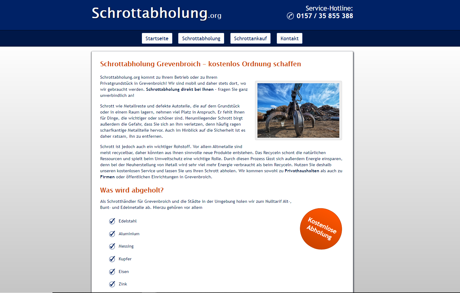 Schrottabholung in Grevenbroich – Metall aller Art abholen lassen
