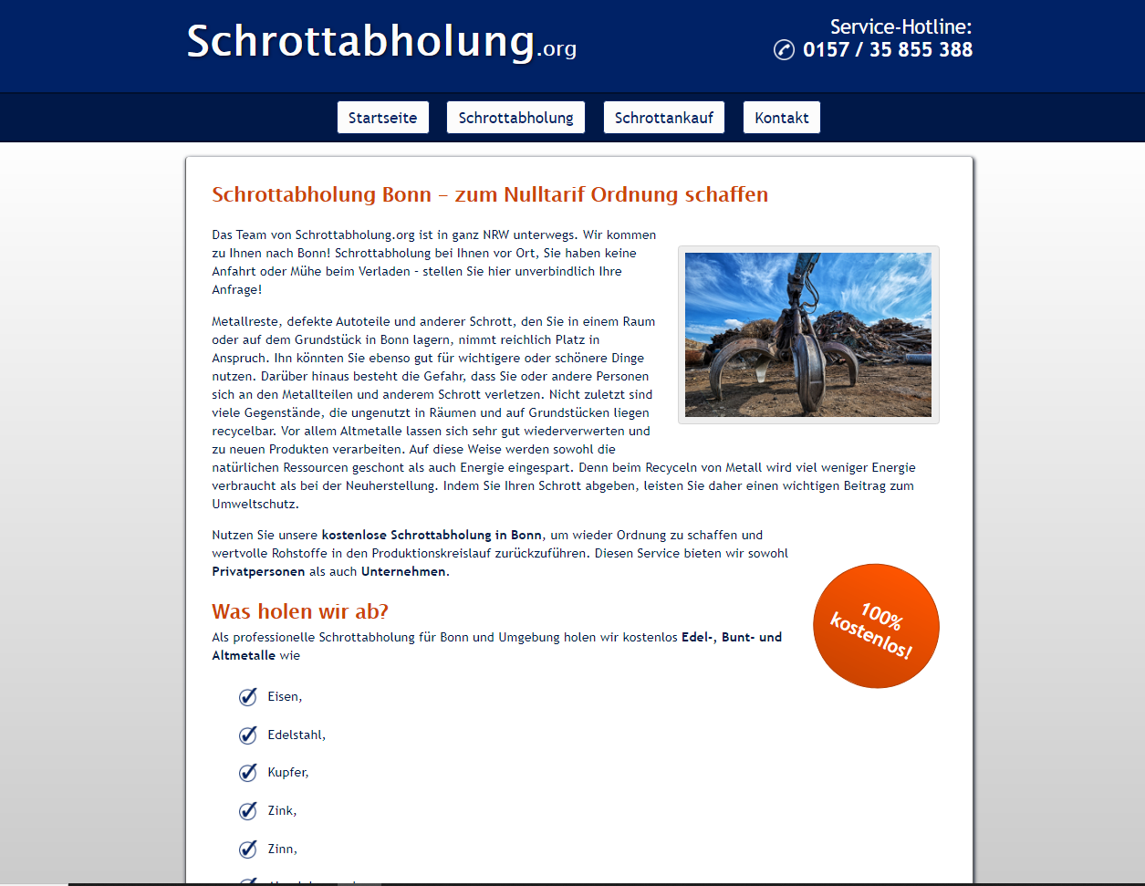 Die Schrottabholung für Bonn: Eine Tätigkeit mit Tradition über Schrottabholung.org