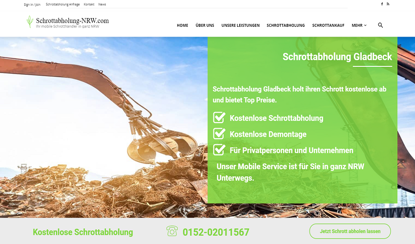 Schrottabholung-NRW bietet schneller Service in Gladbeck für Privat oder in Unternehmen