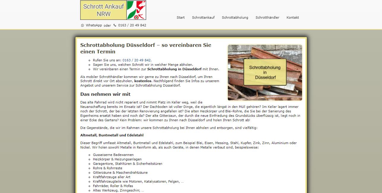 Schrottabholung Düsseldorf – Kostenlose und saubere Schrottentsorgung in Düsseldorf und Umgebung