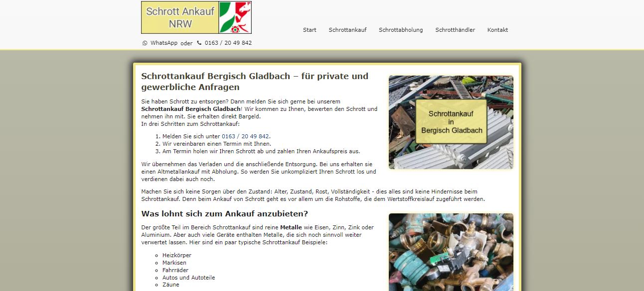 Machen Sie mit Schrott-Ankauf NRW Ihren Schrott in Bergisch Gladbach zu Bargeld