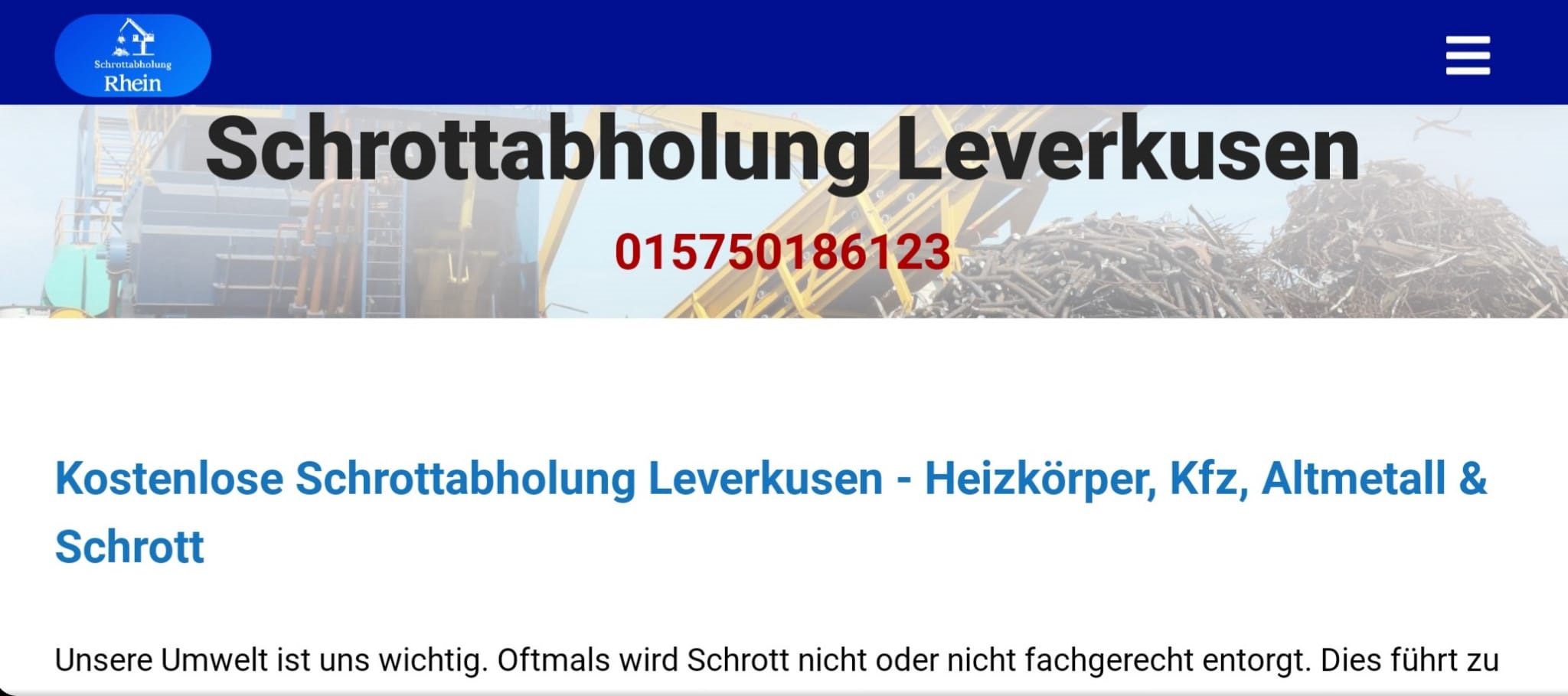 Schrott & Altmetall Kosenlose loswerden in Leverkusen umd Umgebung